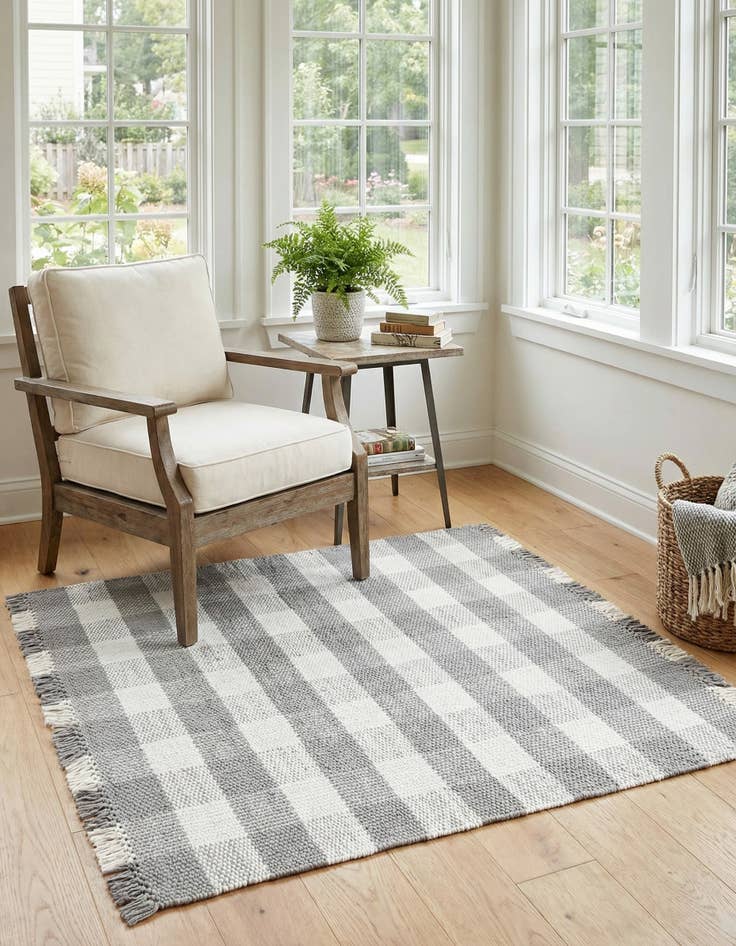 Detail image of 4' x 6' Eco Plaid   Washable Indoor / Outdoor Rug