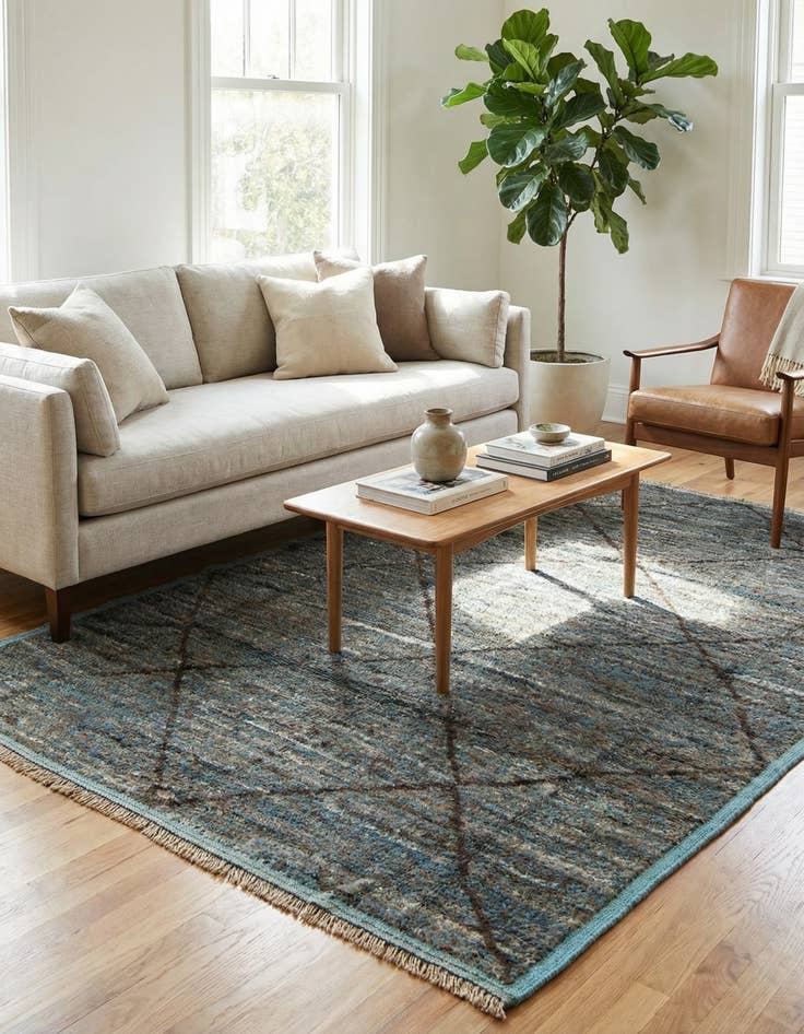 Detail image of 5' 11 x 9' 9 Hand Knotted Moroccan Wool Rug