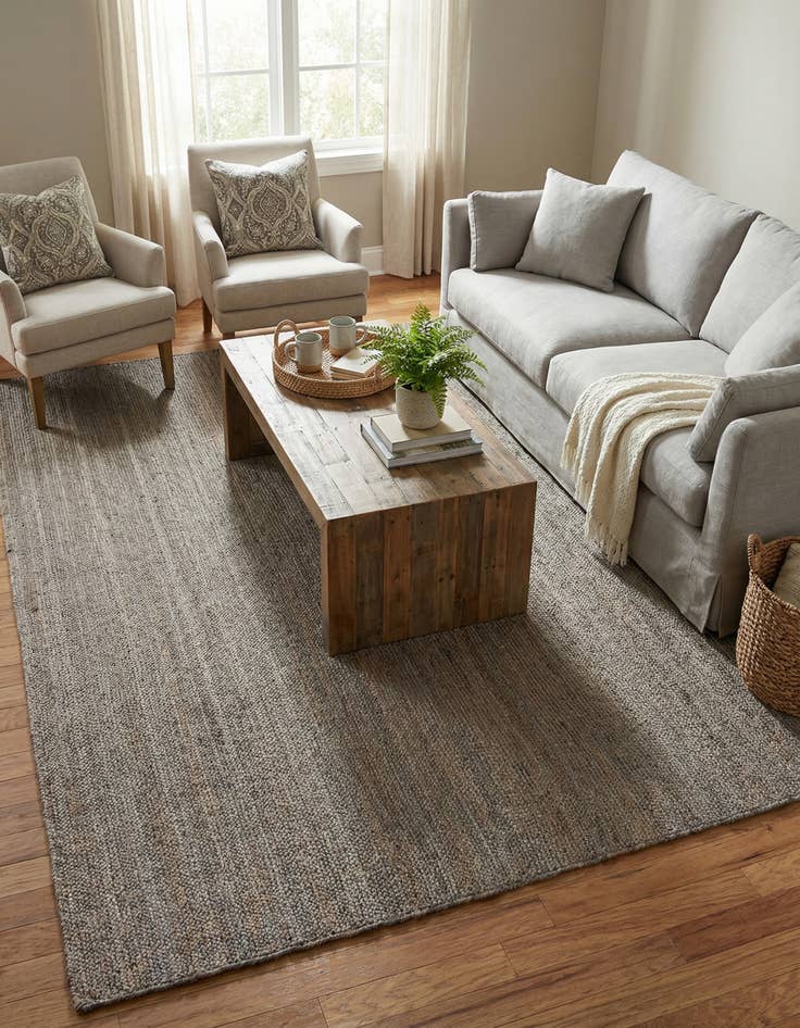 Detail image of 10' x 14' 1  Hand Braided Jute Rug