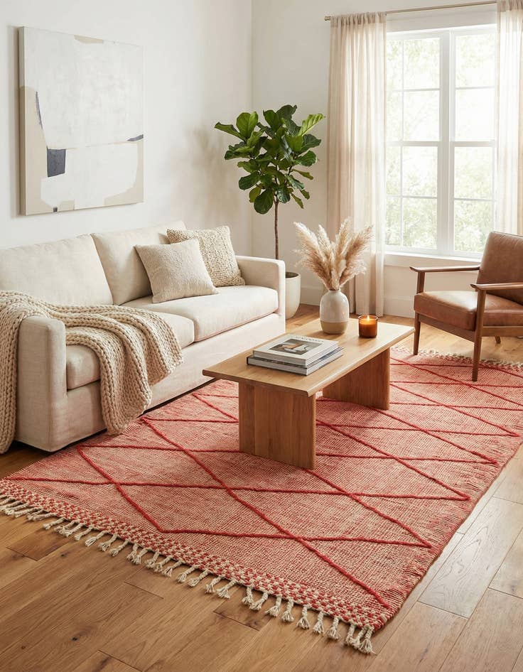 Detail image of 4' 9 x 8' 5 Hand Knotted Moroccan Wool Rug