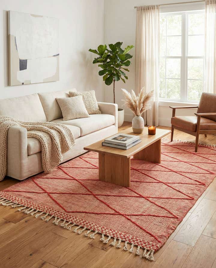 4' 9 x 8' 5 Hand Knotted Moroccan Wool Rug