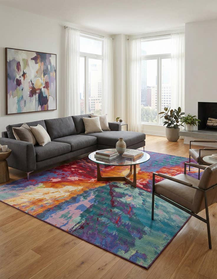 Detail image of 10' x 14'  Washable Modern Indoor / Outdoor Rug