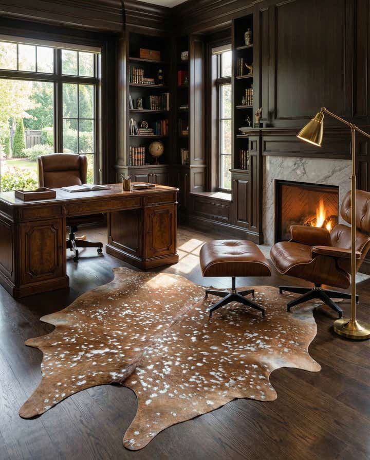 6' x 6' 4 Cowhide Leather Freeform Rug