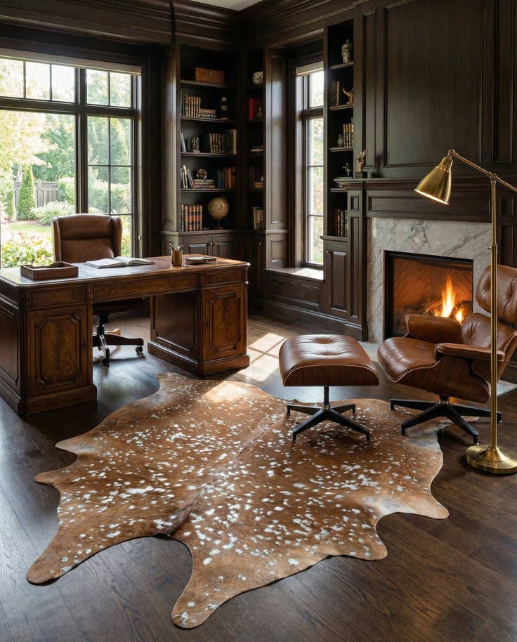 Detail image of 6' x 6' 4 Cowhide Leather Freeform Rug