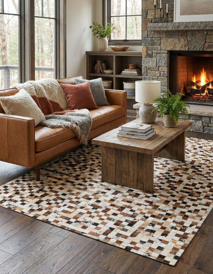 Detail image of 5' 1 x 8' Cowhide Stocks Rug