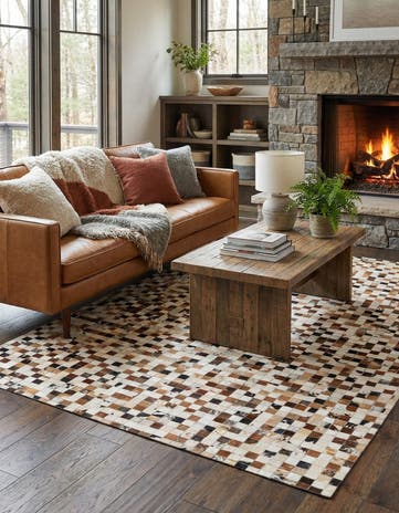 5' 1 x 8' Cowhide Stocks Rug