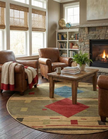 Tan Kashkuli Gabbeh Round Rug