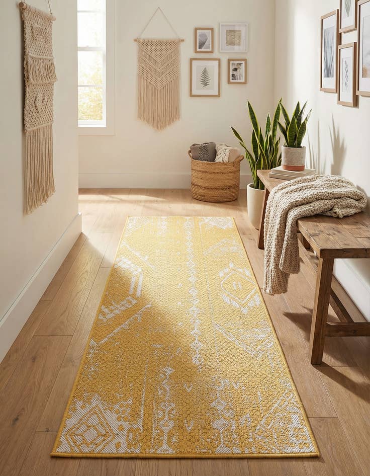Detail image of 2' x 5' 3  Washable Bohemian Indoor / Outdoor Runner Rug