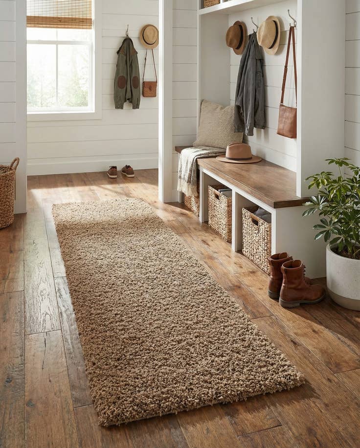 Detail image of 2' x 6' 5 Solid Shag Runner Rug