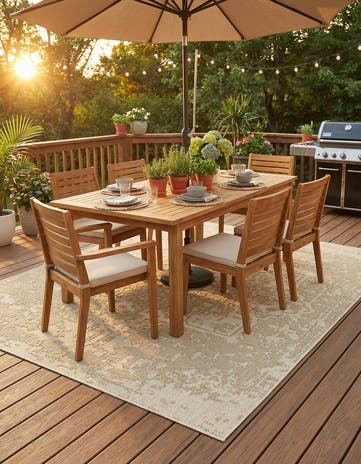 7' 10 x 10' Easy-Clean Traditional Indoor / Outdoor Rug
