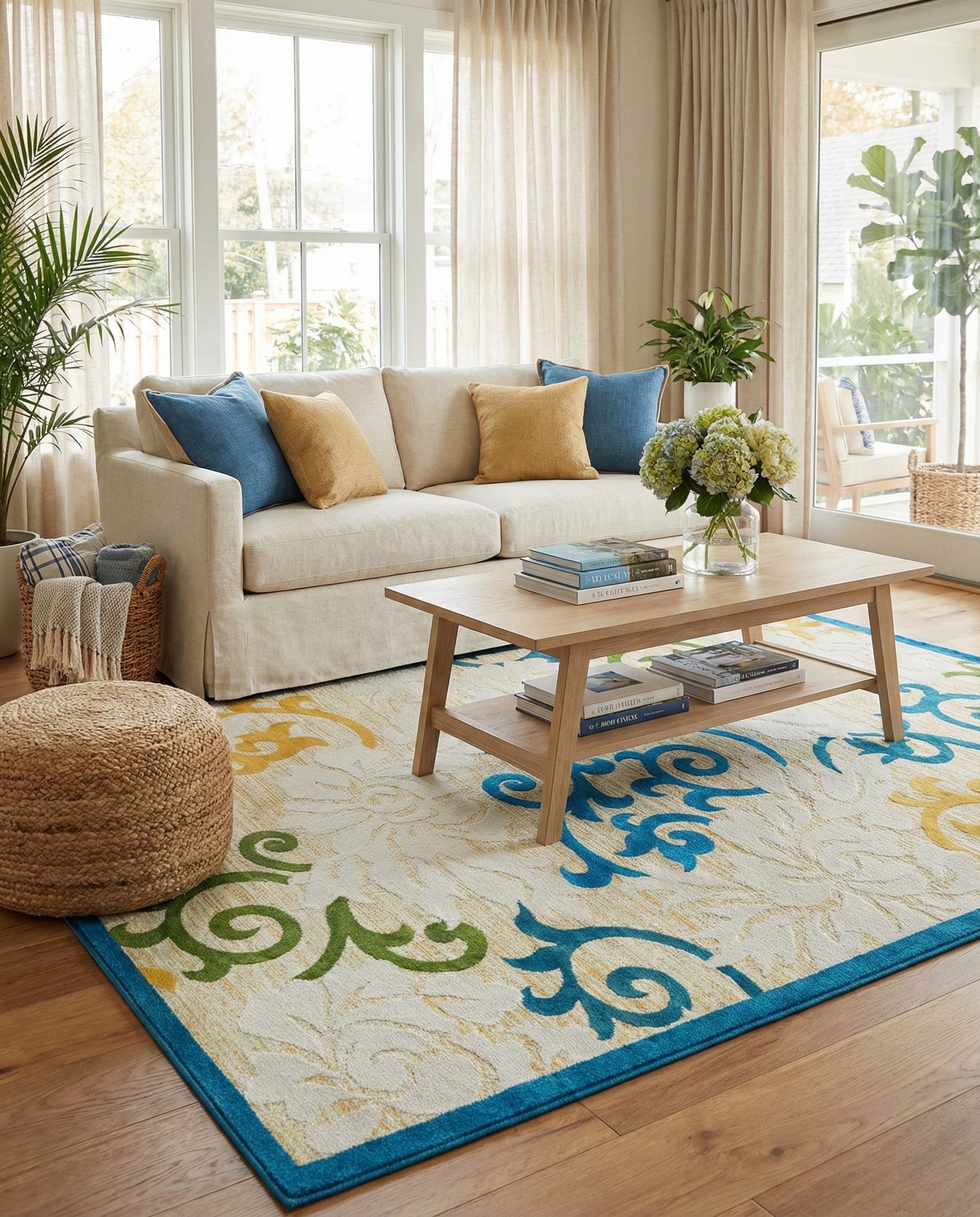 8' x 10' Easy-Clean Botanical Indoor / Outdoor Rug