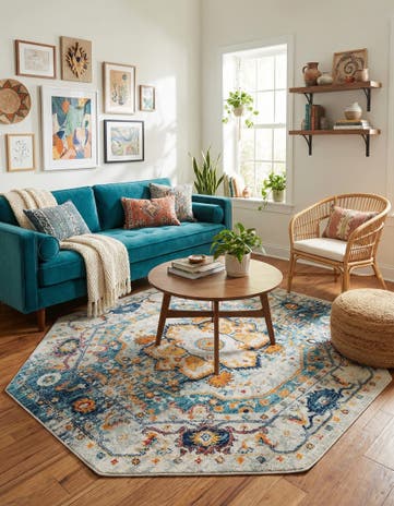 Teal Madeline Vintage Octagon Rug