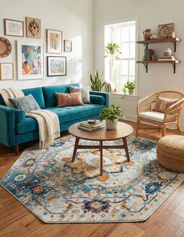 Teal Madeline Vintage Octagon Rug