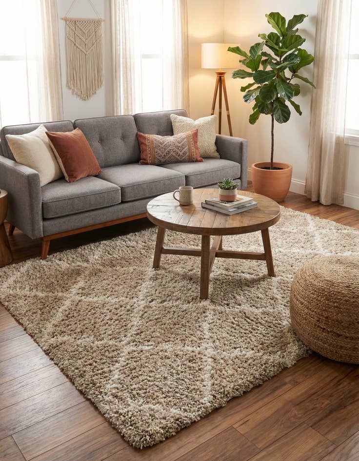 Detail image of  4' x 6' Moroccan Trellis Shag Rug