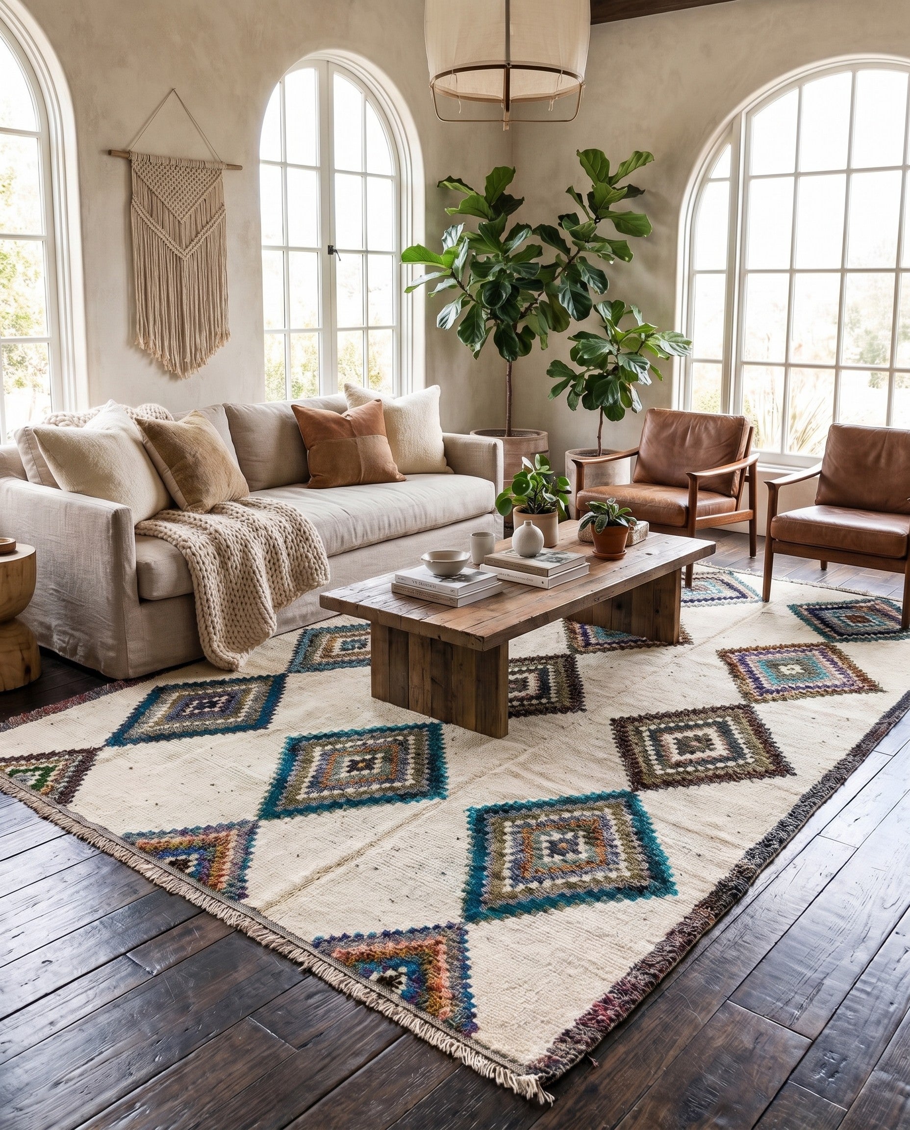9' x 12' 4 Hand Knotted Moroccan Wool Rug
