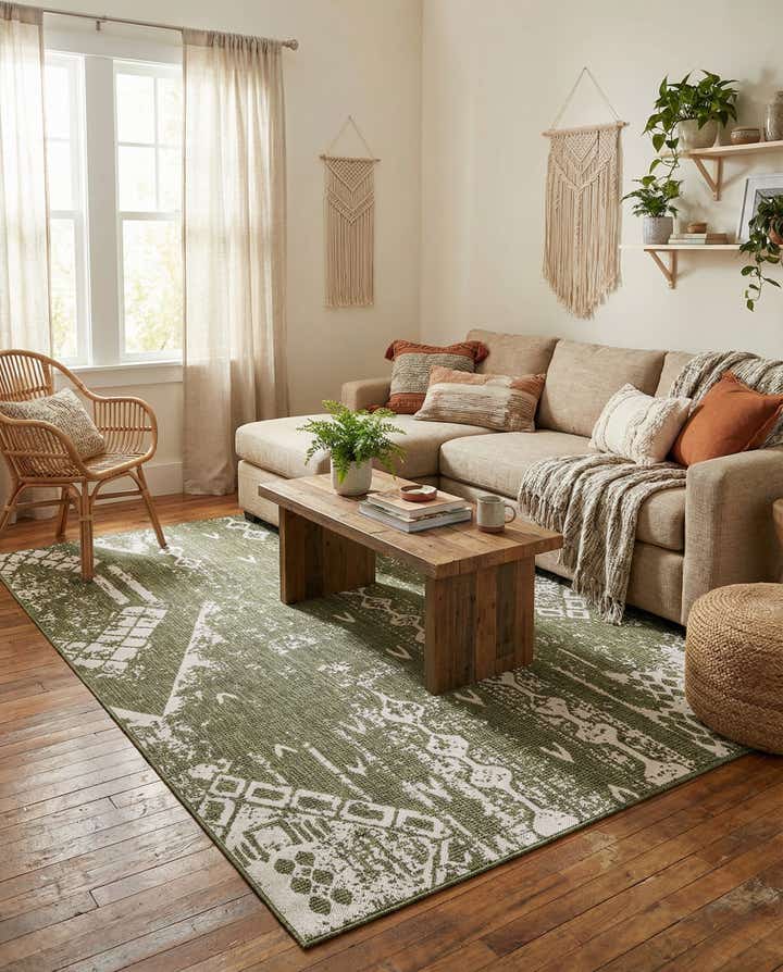 6' x 9' Easy-Clean Bohemian Indoor / Outdoor Rug