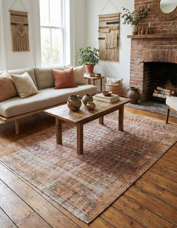 4' 3 x 6' 2 Hand Knotted Ultra Vintage Persian Wool Rug