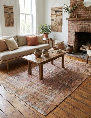 4' 3 x 6' 2 Hand Knotted Ultra Vintage Persian Wool Rug