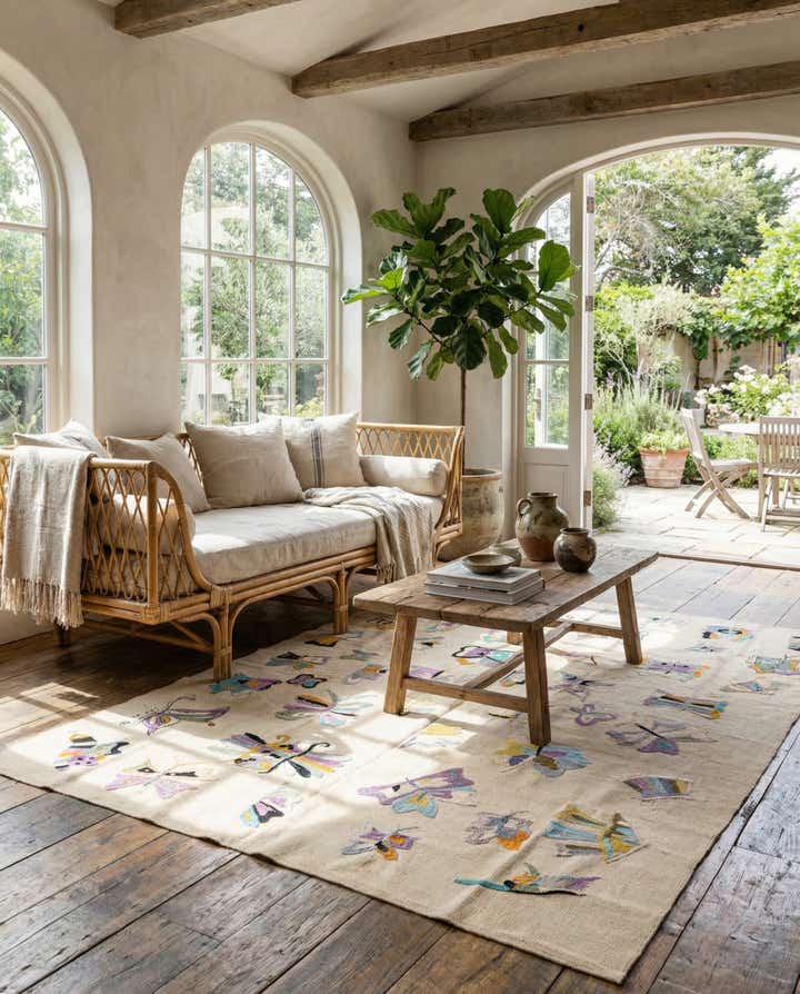 5' 10 x 7' 3 Hand Woven Kilim Suzani Wool Rug