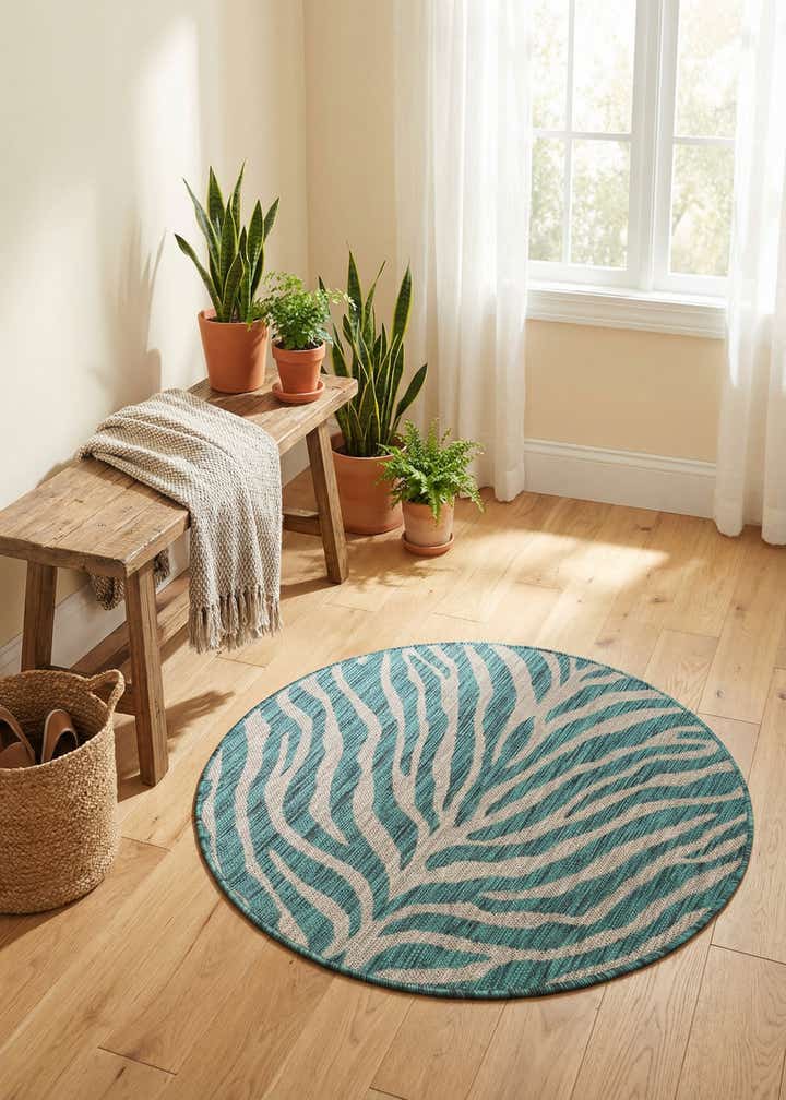 3' x 3' Easy-Clean Safari Indoor / Outdoor Round Rug