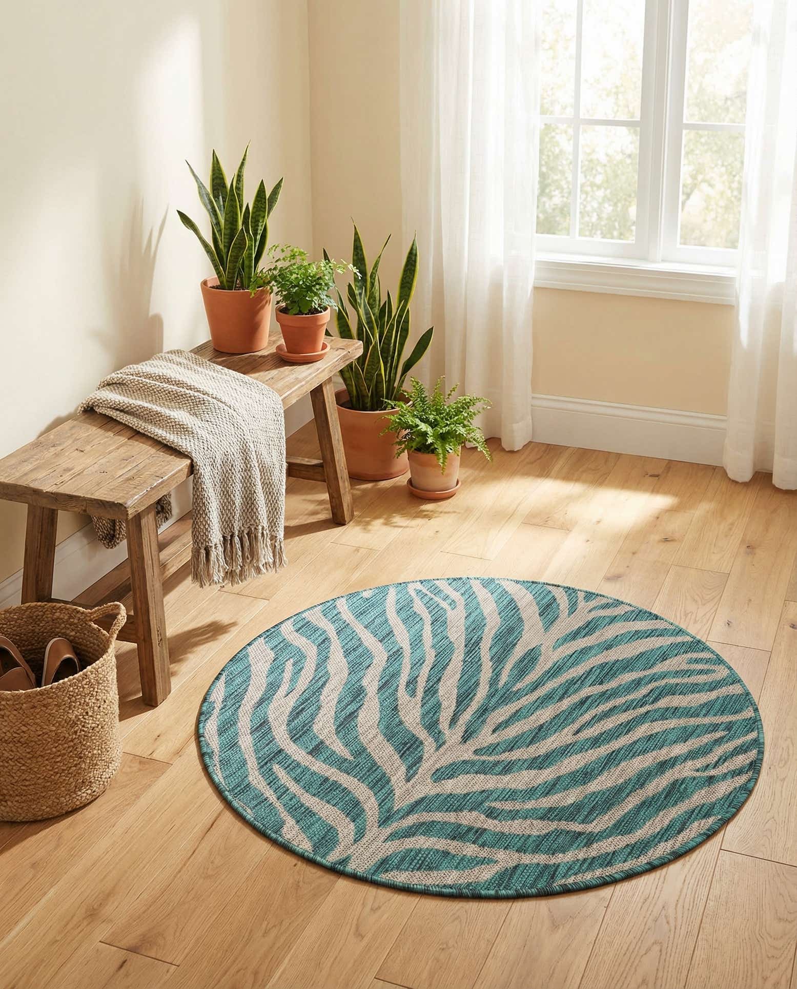 3' x 3' Easy-Clean Safari Indoor / Outdoor Round Rug