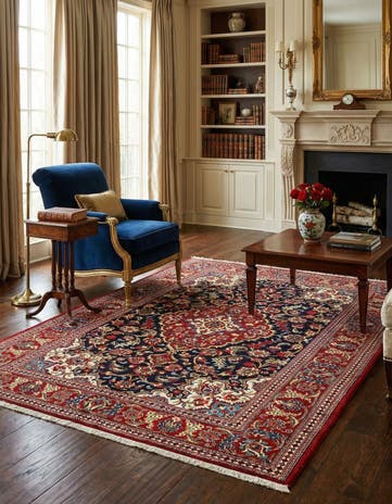 4' 9 x 6' 11 Hand Knotted Qom Persian Rug