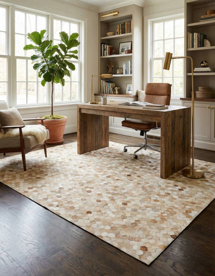 Detail image of  6' 8 x 10' 1 Cowhide Stocks Rug