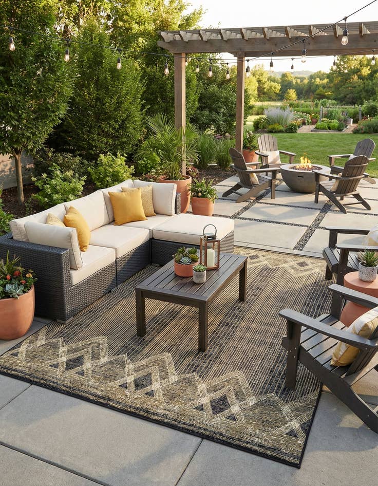 Detail image of 7' 10 x 11'  Washable Modern Indoor / Outdoor Rug