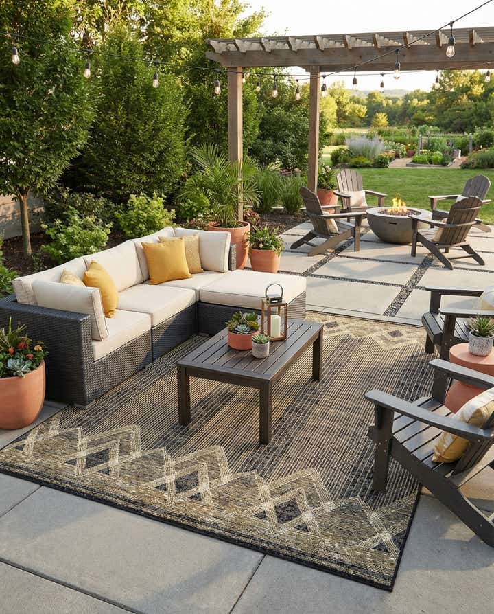 7' 10 x 11' Easy-Clean Modern Indoor / Outdoor Rug