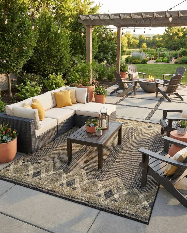 Detail image of 7' 10 x 11' Easy-Clean Modern Indoor / Outdoor Rug