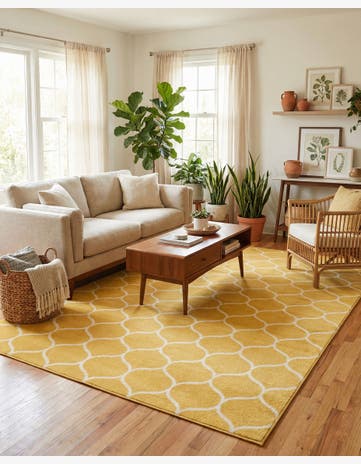 Yellow Trellis Frieze Rug