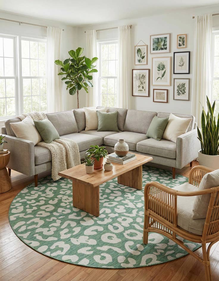 Detail image of 7' 10 x 7' 10  Washable Safari Indoor / Outdoor Square Rug