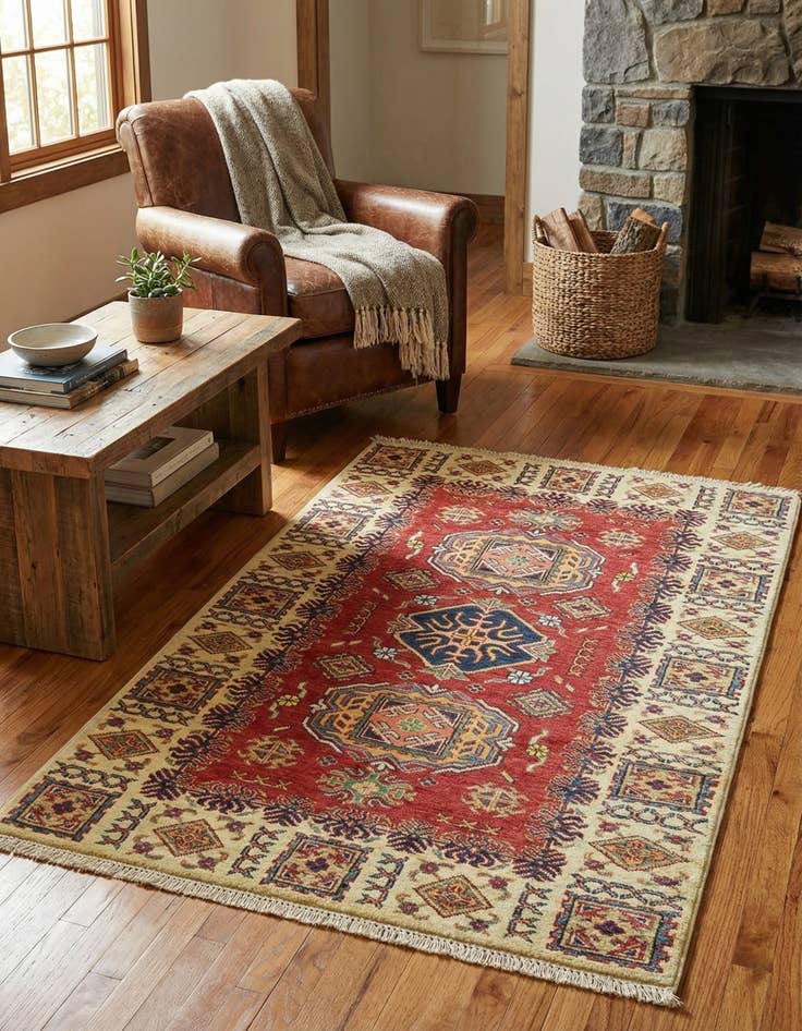 Detail image of 3' 3 x 4' 10  Hand Knotted Kazak Oriental Rug