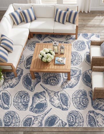 13' x 13' Easy-Clean Coastal Indoor / Outdoor Square Rug