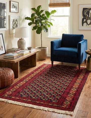 3' 5 x 6' 9 Hand Knotted Afghan Mouri Wool Rug
