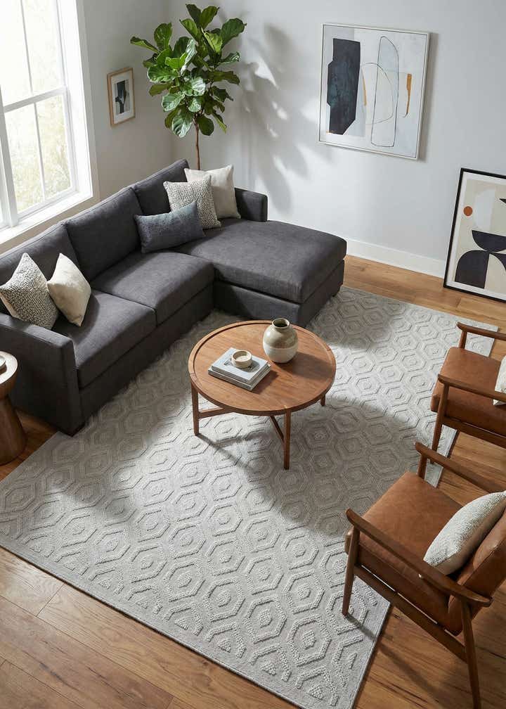 9' x 12' Easy-Clean Trellis Textured Indoor / Outdoor Rug
