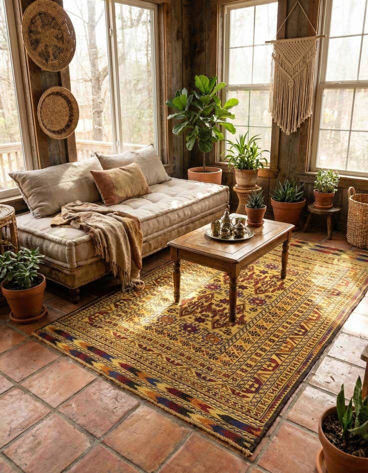 Detail image of 4' x 6' 3  Hand Woven Kilim Afghan Wool Rug