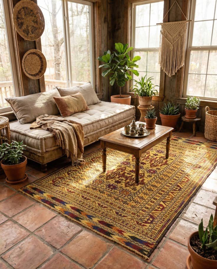 Detail image of 4' x 6' 3 Hand Woven Kilim Afghan Wool Rug