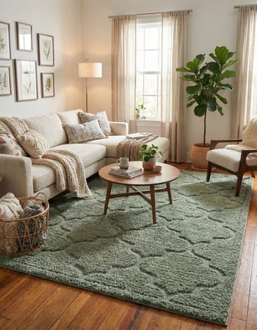 Green Lattice Shag Rug