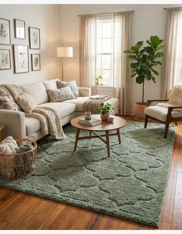 Green Trellis Shag Rug