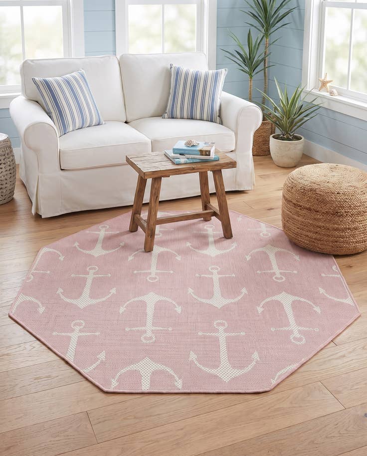 Detail image of 5' 3 x 5' 3 Easy-Clean Coastal Indoor / Outdoor Octagon Rug