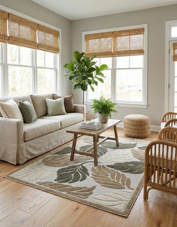 5' x 8' Easy-Clean Botanical Indoor / Outdoor Rug