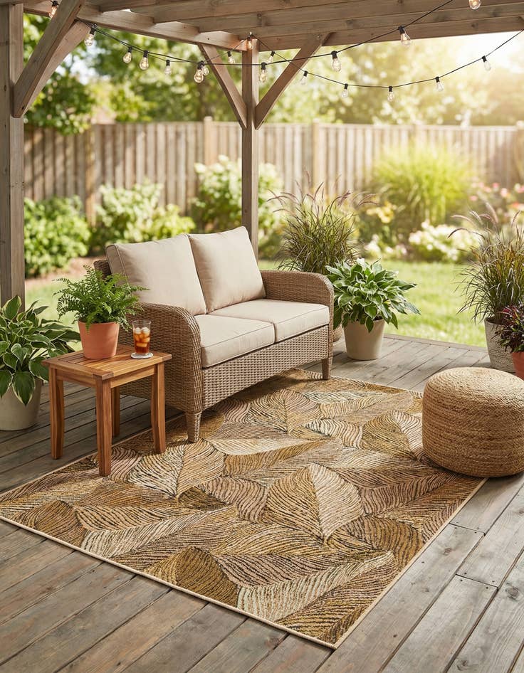Detail image of 4' x 6'  Washable Botanical Indoor / Outdoor Rug