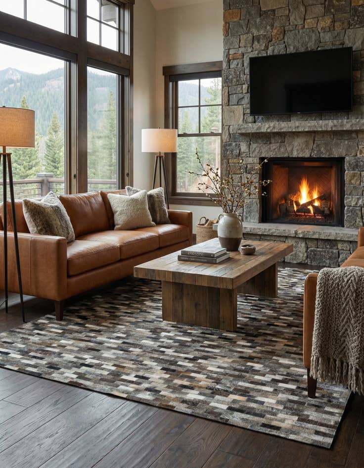 Detail image of 5' x 8' Cowhide Leather Rug