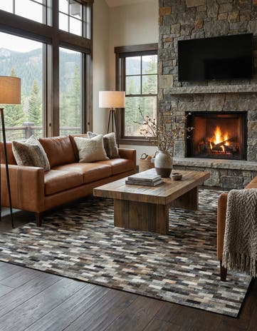 5' x 8' Cowhide Leather Rug