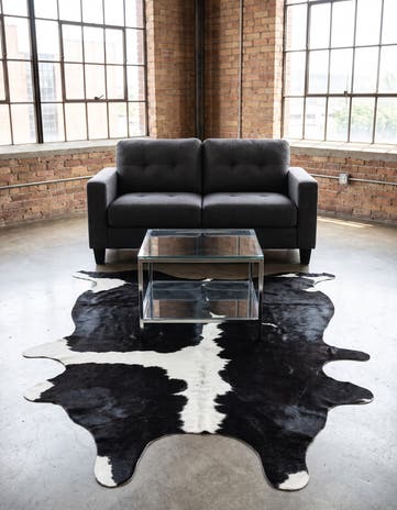 4' 1 x 6' 2 Cowhide Leather Rug
