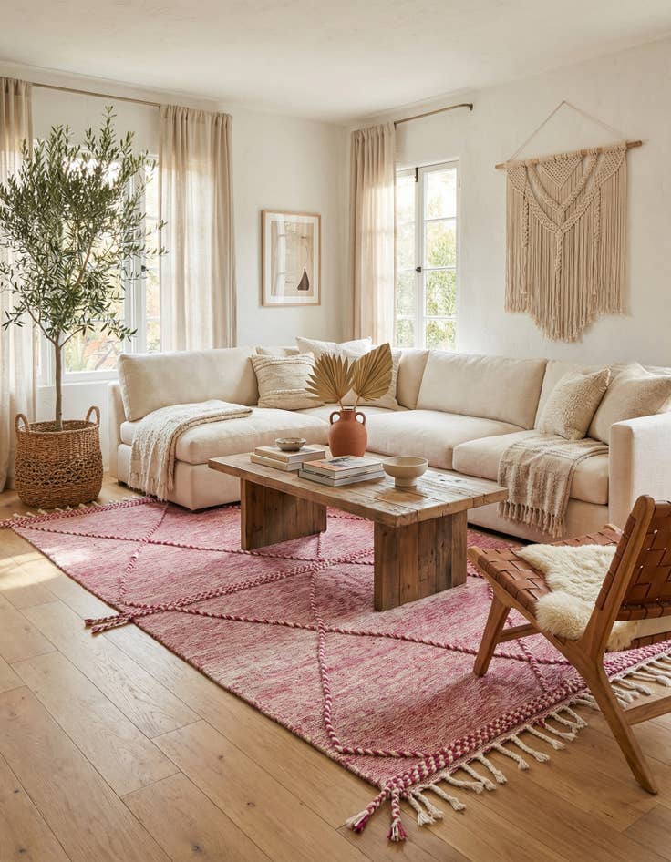 Detail image of 6' 2 x 9' 10  Hand Knotted Moroccan Wool Rug