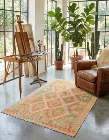 3' 3 x 5' 2 Hand Woven Kilim Waziri Wool Rug
