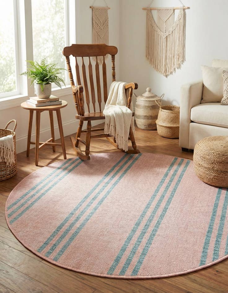 Detail image of 3' x 3'  Washable Jill Zarin Anguilla Indoor / Outdoor Round Rug