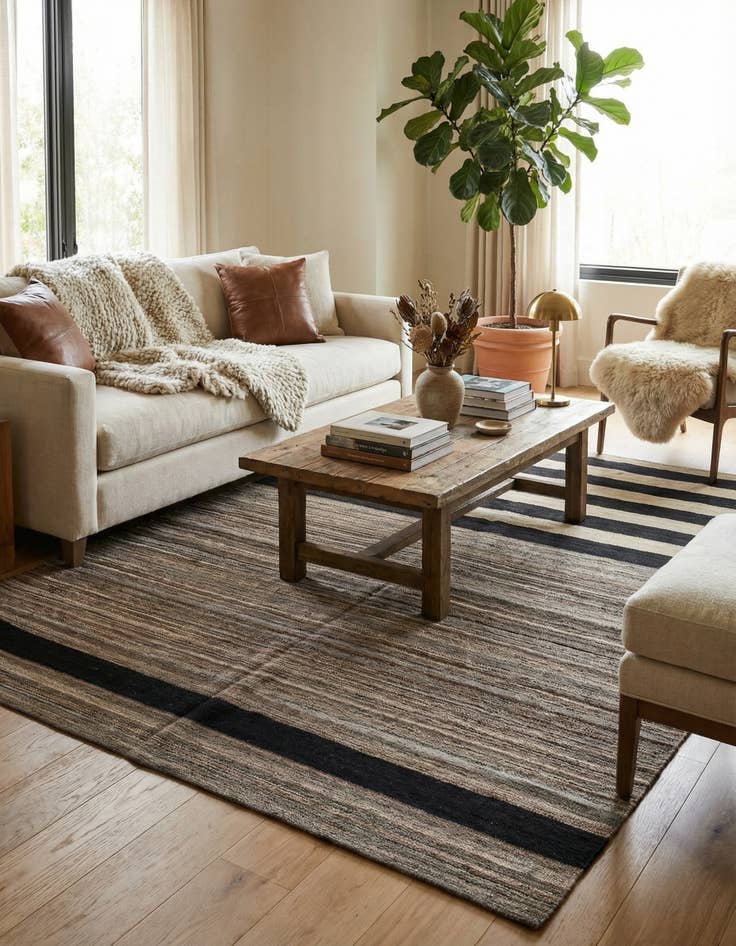 Detail image of 5' 10 x 7' 10  Hand Woven Kilim Modern Wool Rug